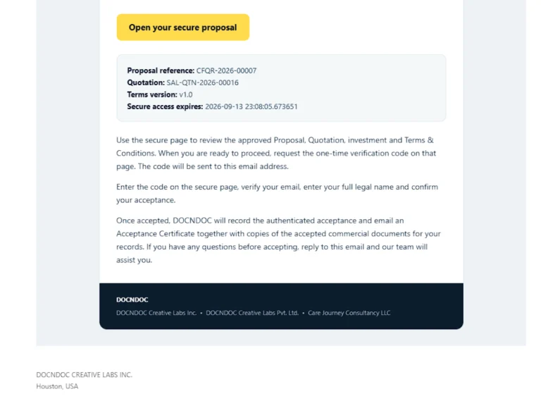 Customized healthcare marketing quotation generated from the selected Growth Lab scenario