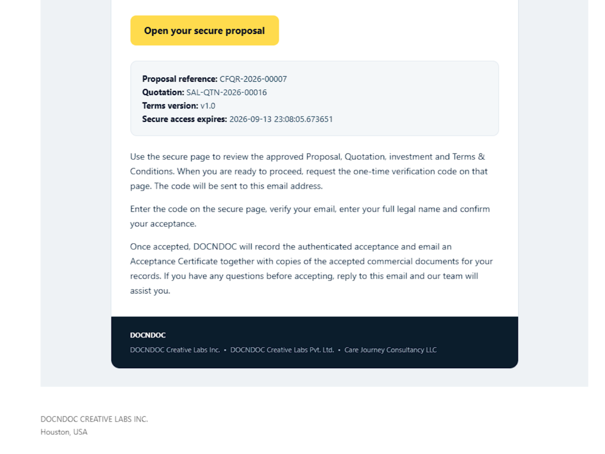 Customized healthcare marketing quotation generated from the selected Growth Lab scenario