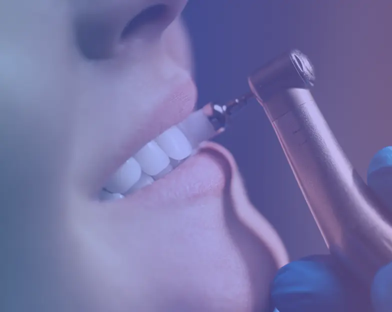 Medical and dental marketing in UAE: Close-up of teeth with dental examination and cleaning instruments for Preventive Dentistry and Dental Hygiene