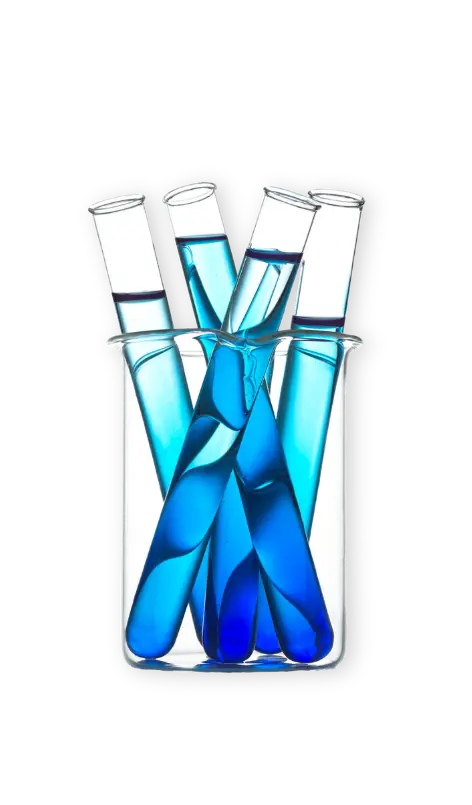 Medical and dental marketing in UAE: Glass test tubes filled with blue liquid for fertility, diagnostics and allied health