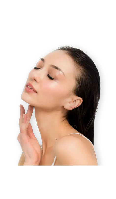 Medical and dental marketing in UAE: Woman touching her face for the beauty and non-medical aesthetics overview