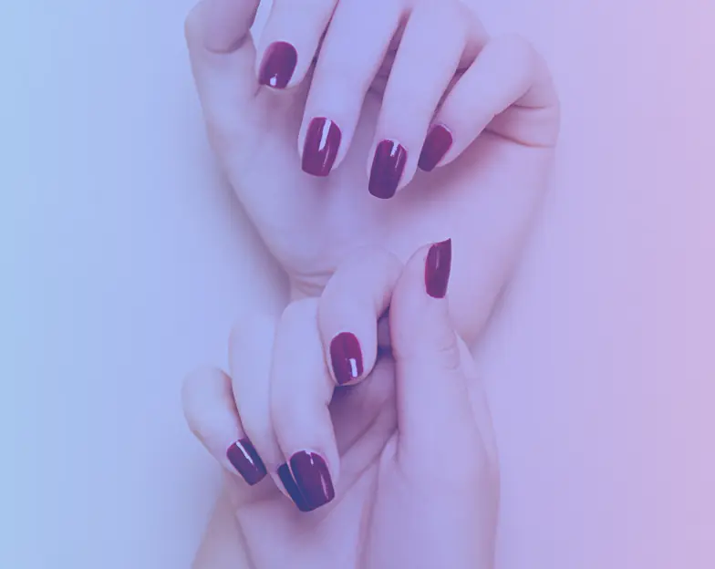 Medical and dental marketing in UAE: Close-up of hands with dark polished nails for Nail Salons and Nail Services, supporting beauty marketing UAE