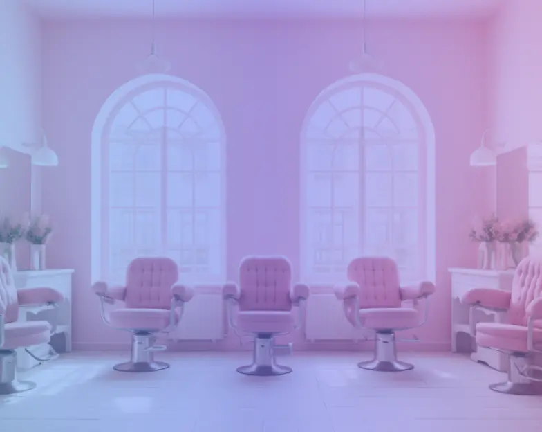 Medical and dental marketing in UAE: Salon interior with pink chairs and arched windows for Premium and Luxury Salon Concepts, supporting beauty marketing UAE