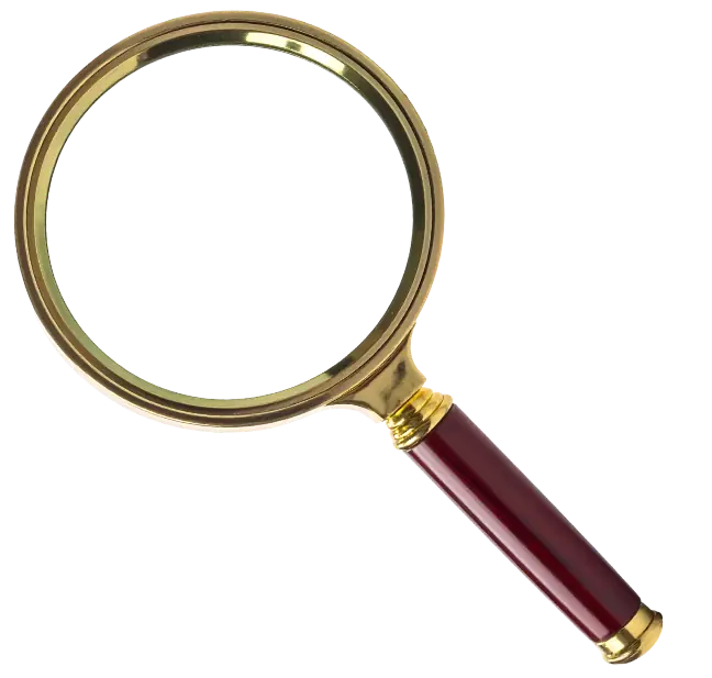 Healthcare marketing insights: Gold-rimmed magnifying glass for the organisation-specific market review for See what the market looks like from your organisation's position
