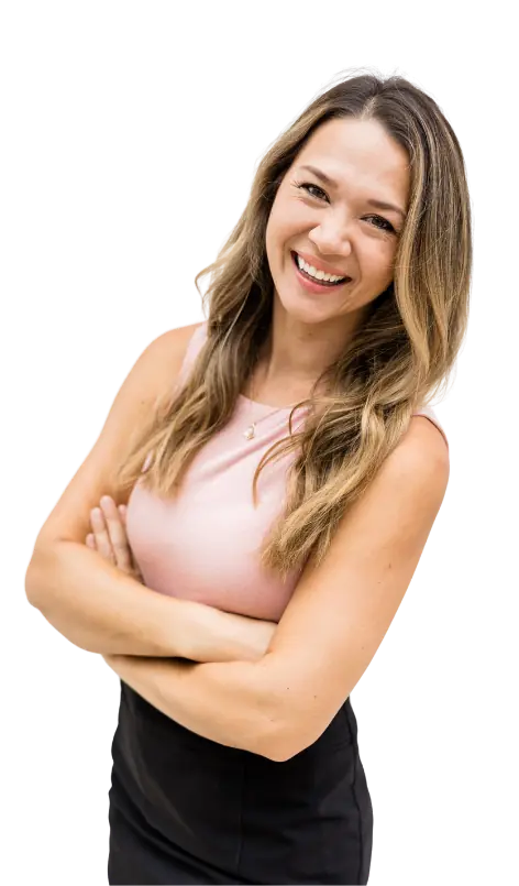 Clinic marketing audit for UAE: Representative portrait of a smiling woman beside the Growth Team section, supporting automated audits and specialist execution